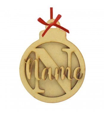 Laser Cut Personalised Layered Initial Christmas Bauble with Separate 3D Name
